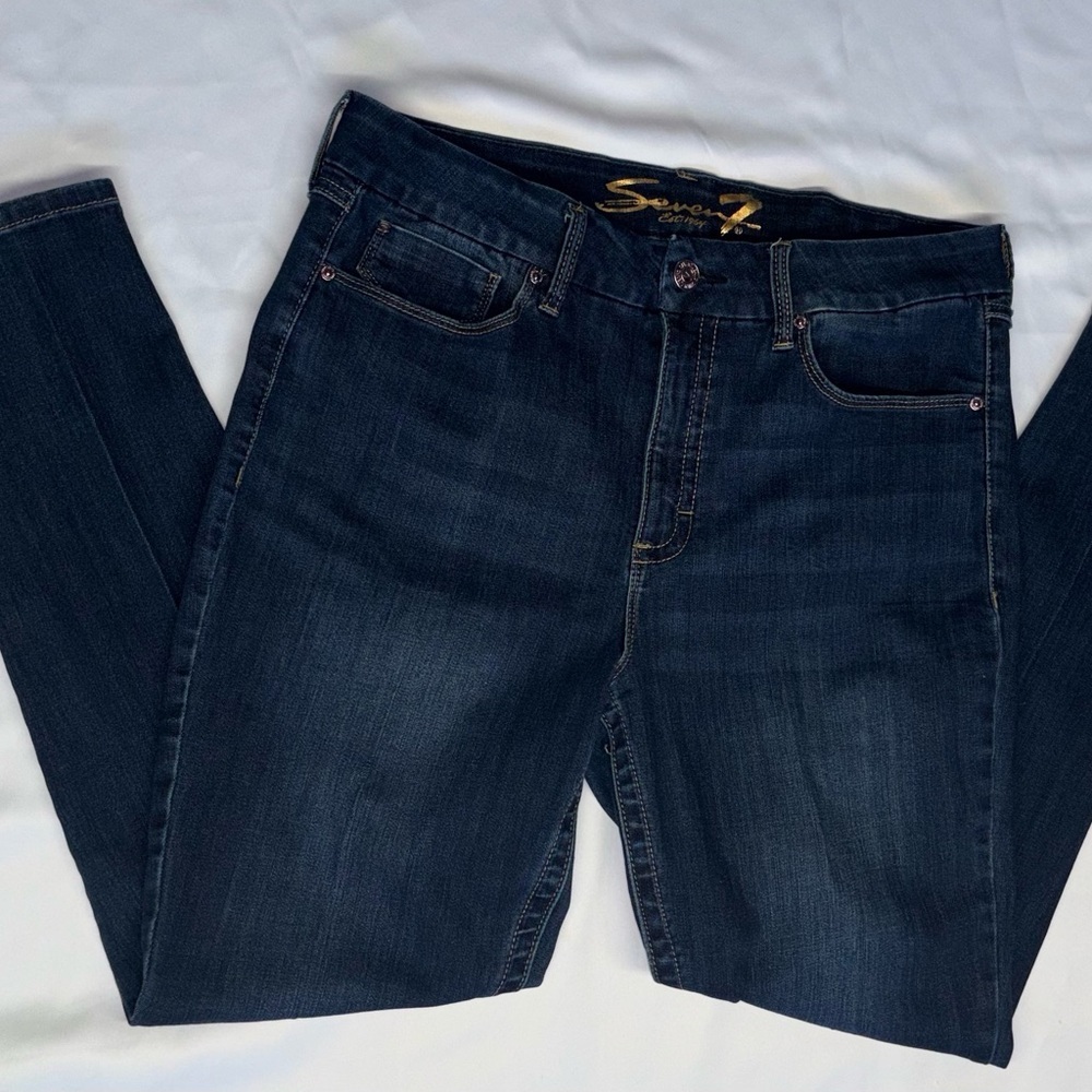 Seven7 Women's High Rise Jeans - Dark Blue